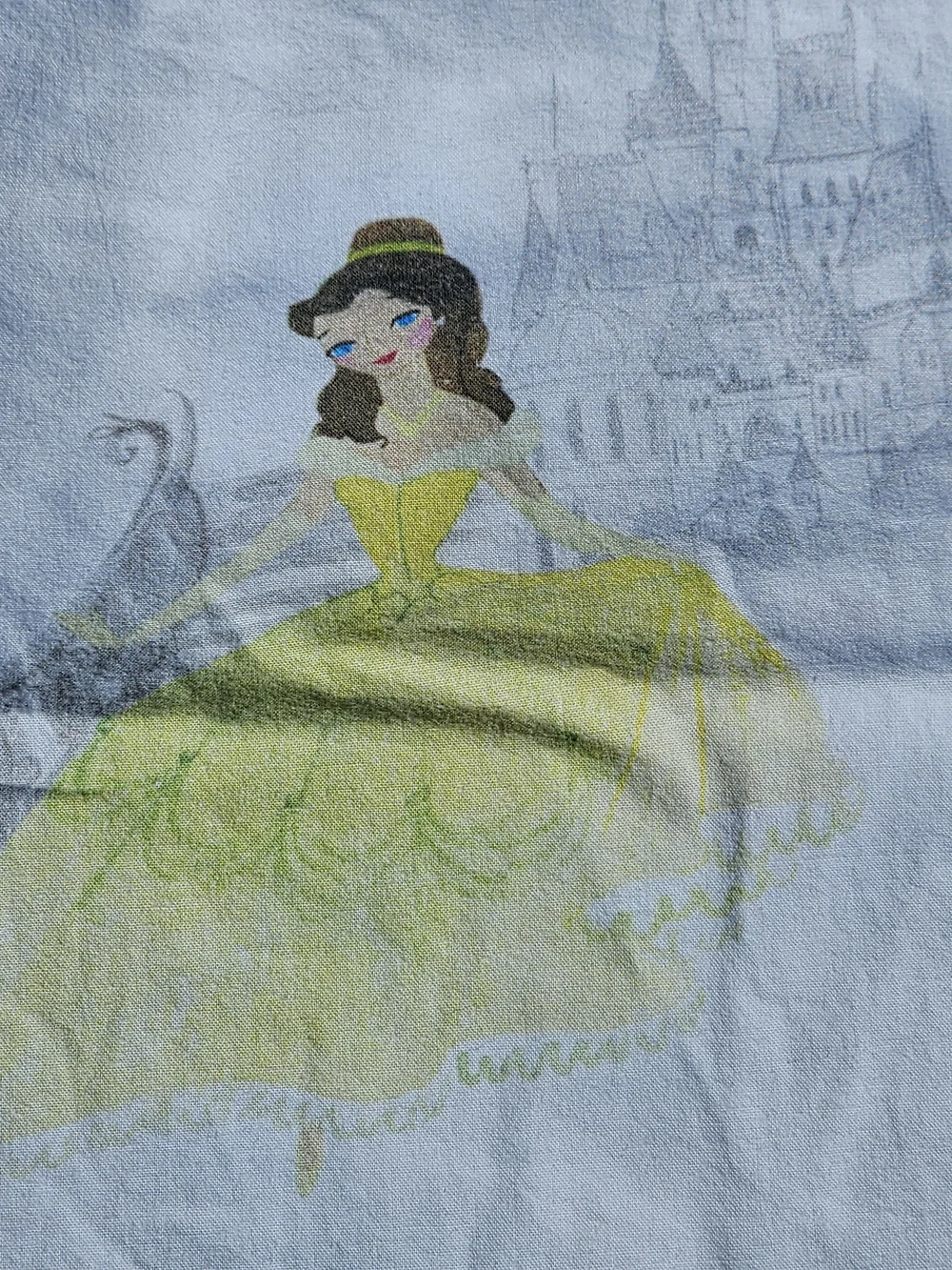 Pottery Barn Kids White Princess Print Fitted Crib Sheet